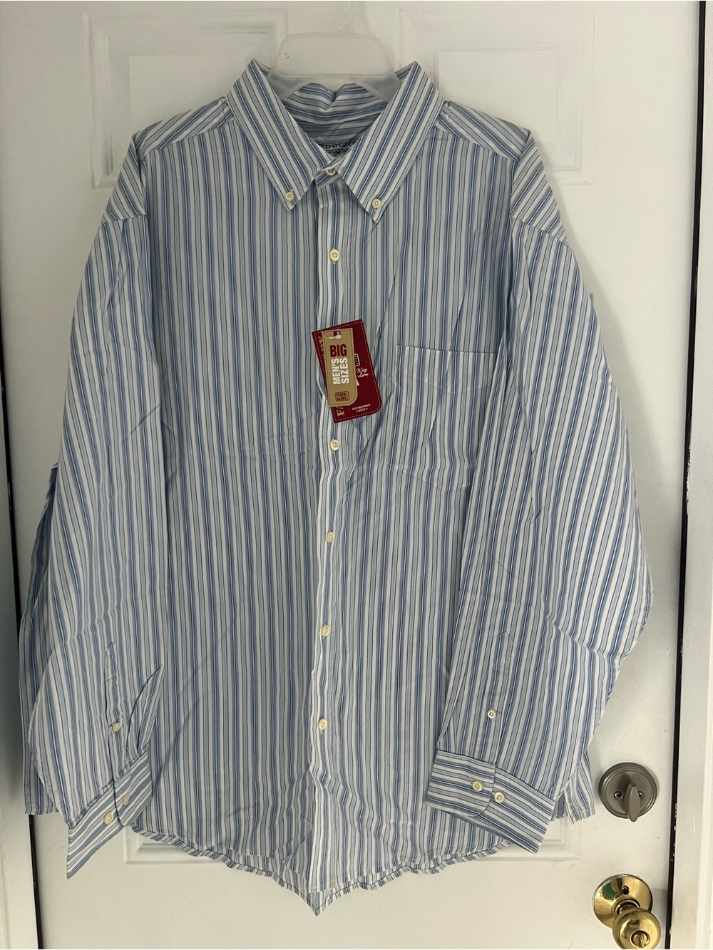 NWT Gaded Glory Men’s Shirt Striped Size 2XL Blue  100% Cotton Long Sleeve #901
